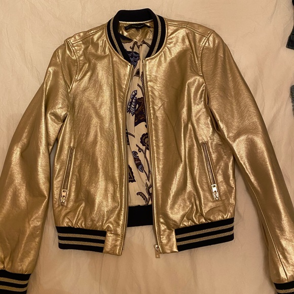 zara gold bomber jacket